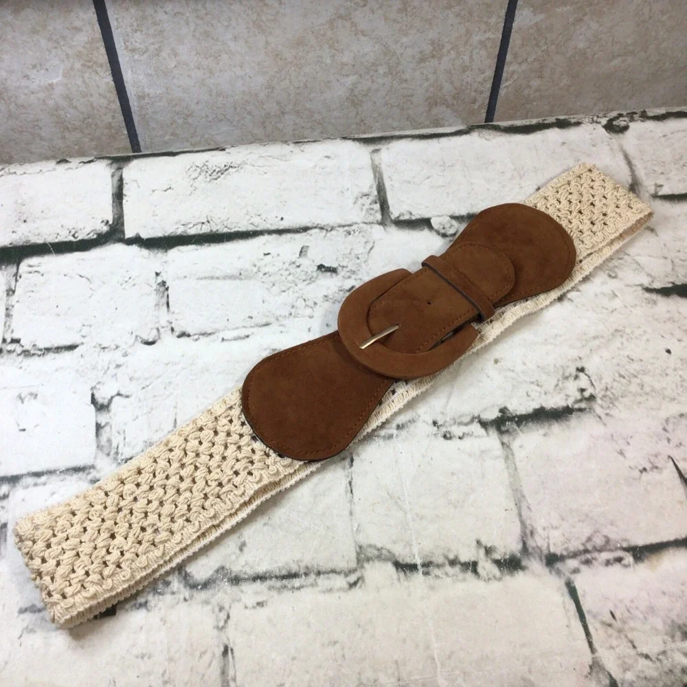 Vintage Woven Stretch Belt Womens Sz L Large 34-38